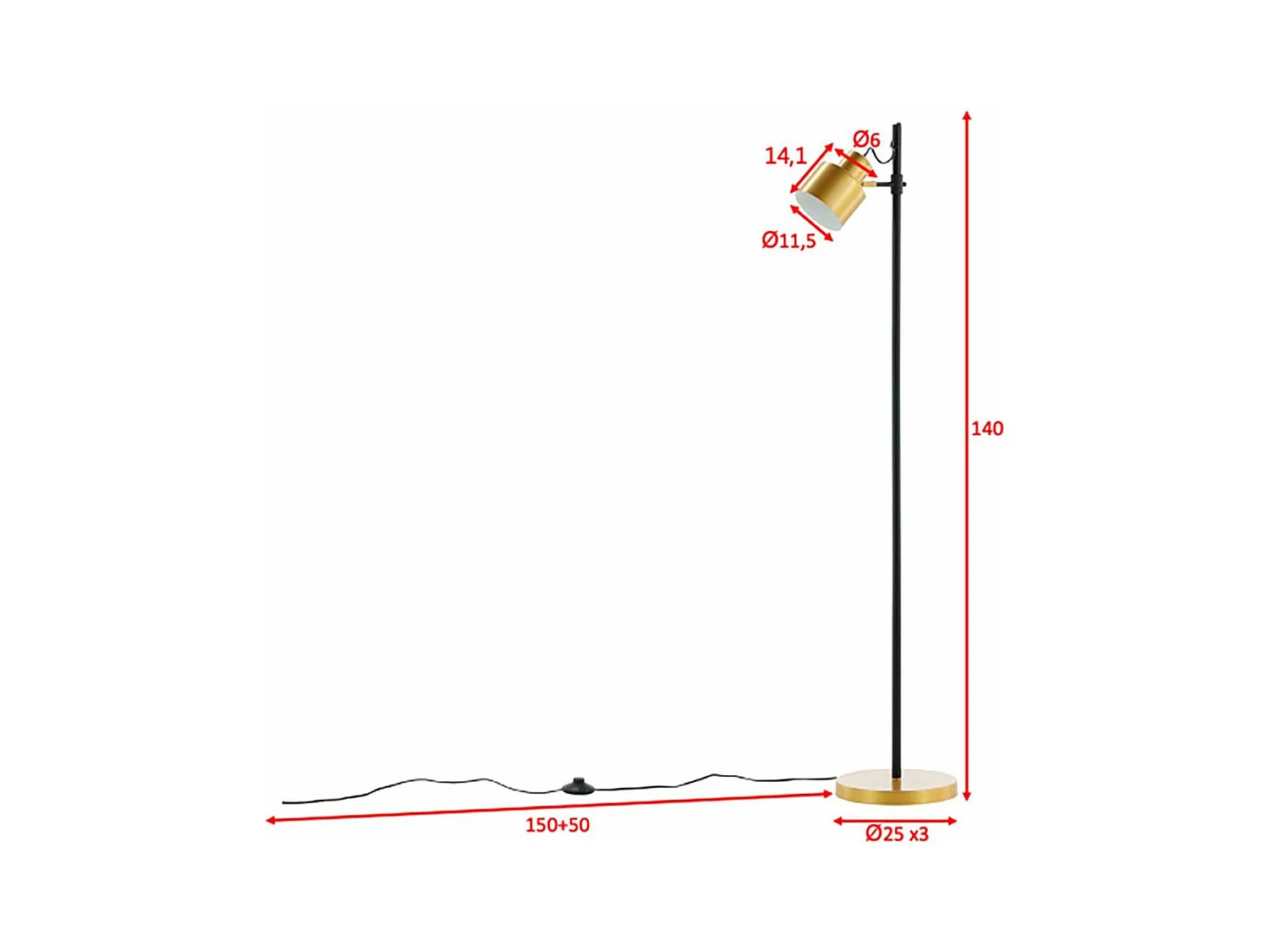Stehleuchte aus schwarzem und kupferfarbenem Stahl Vifta