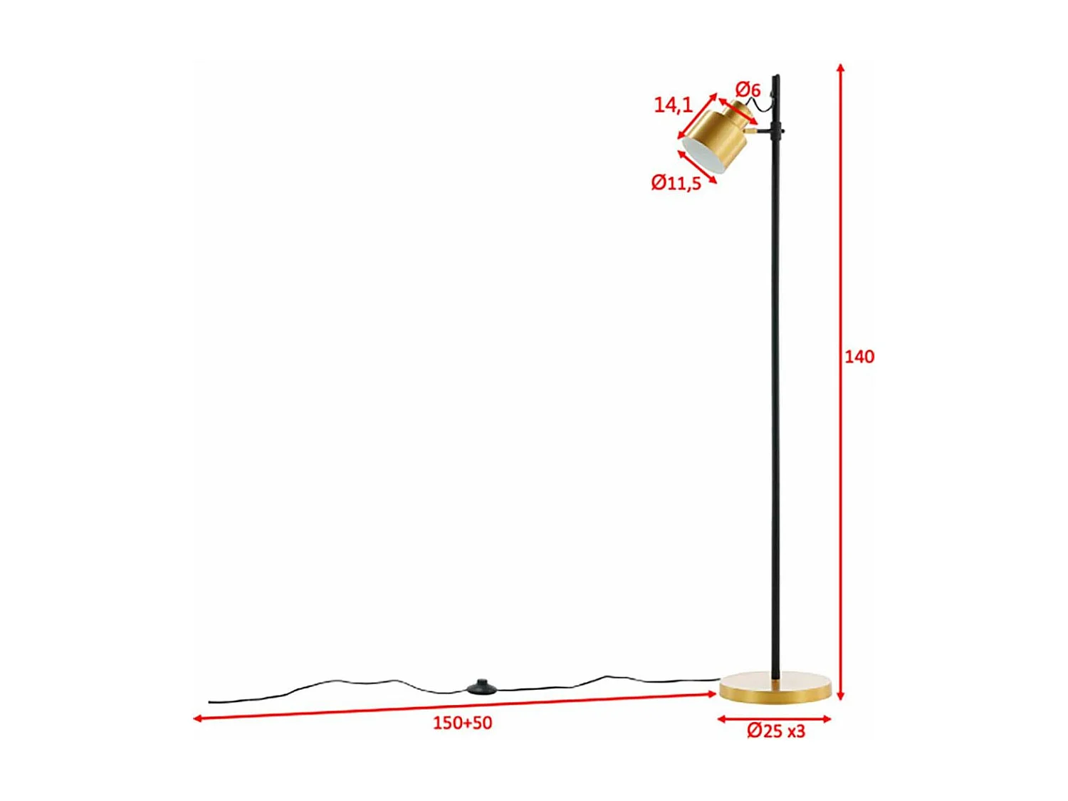 Vifta verlichting vloerlamp 40x25x139cm zwart.