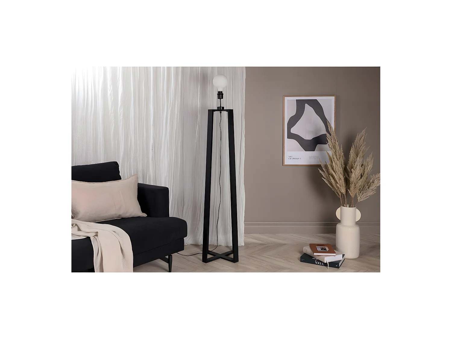 Avspark verlichting vloerlamp 41x41x137cm glas zwart.