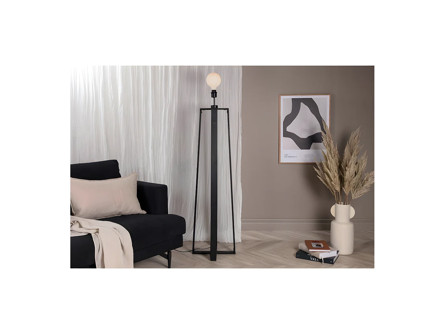 Avspark verlichting vloerlamp 41x41x137cm glas zwart.