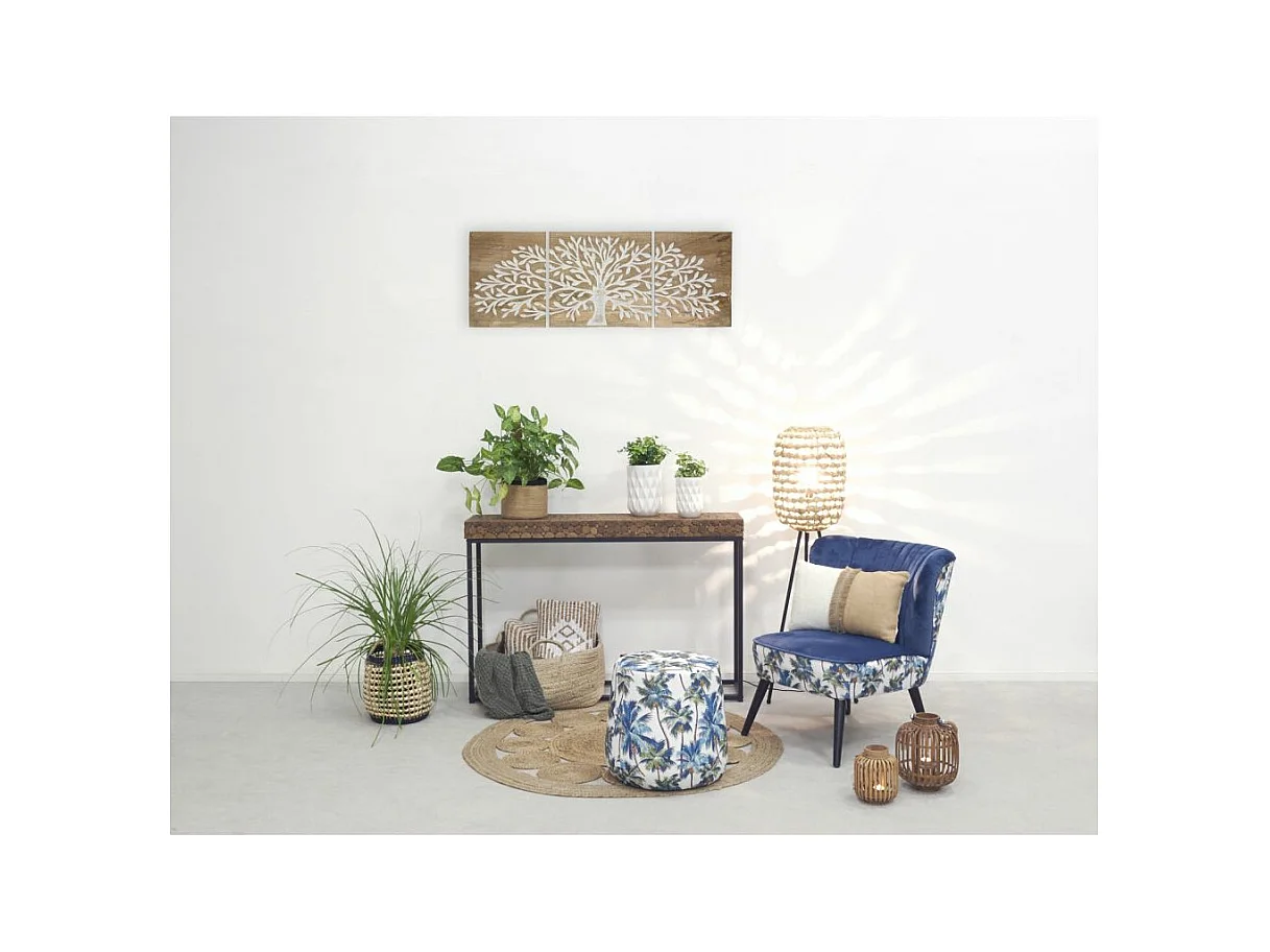 Lampe haute en jacinthe naturelle et métal