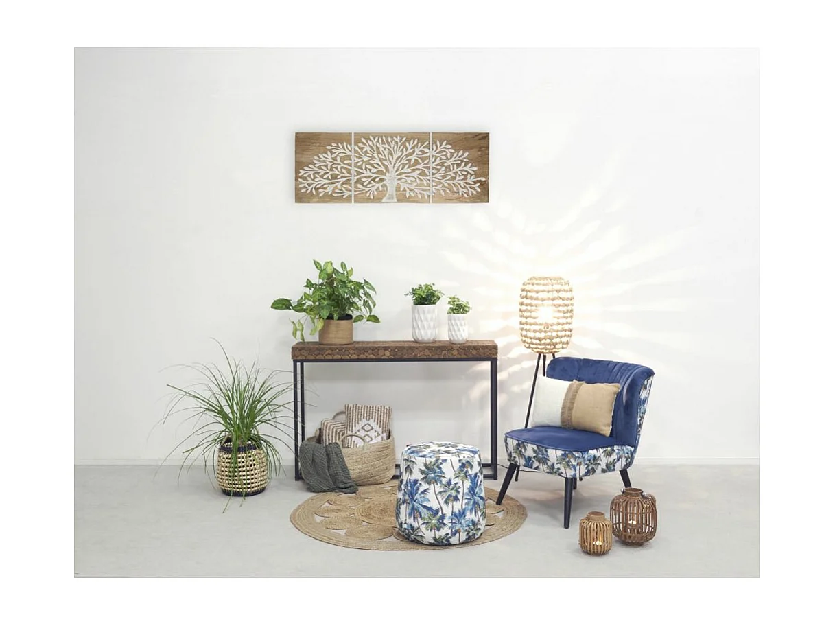 Lampe haute en jacinthe naturelle et métal