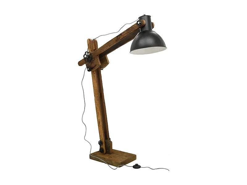 Lampe haute en bois recyclé et métal teinté Archi