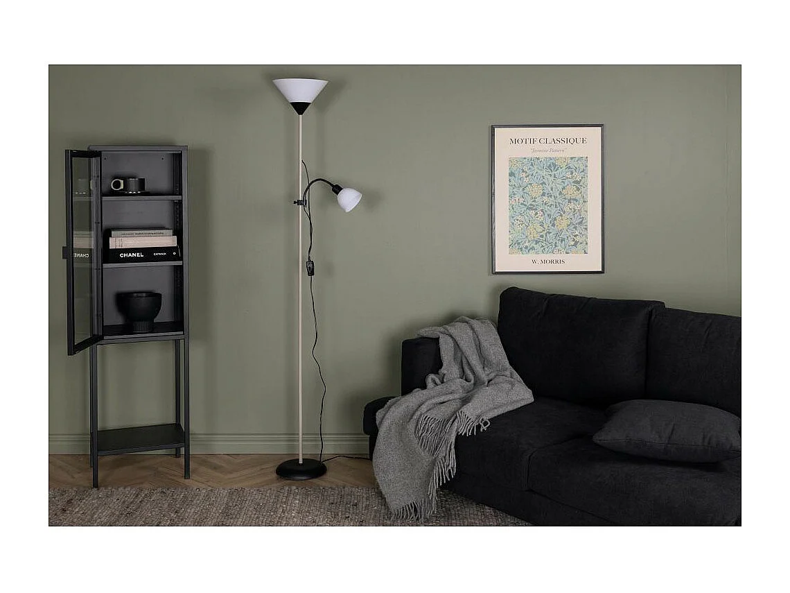 Lampadaire 2 abat-jour en acier Bagasi Beige