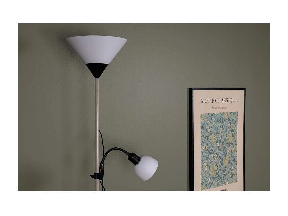 Lampadaire 2 abat-jour en acier Bagasi Beige