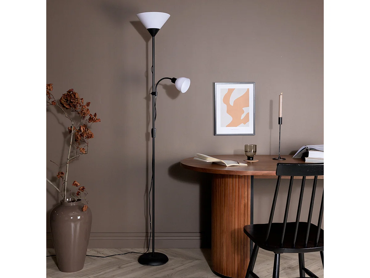 Lampadaire 2 Spots "Bagasi" 178cm Noir
