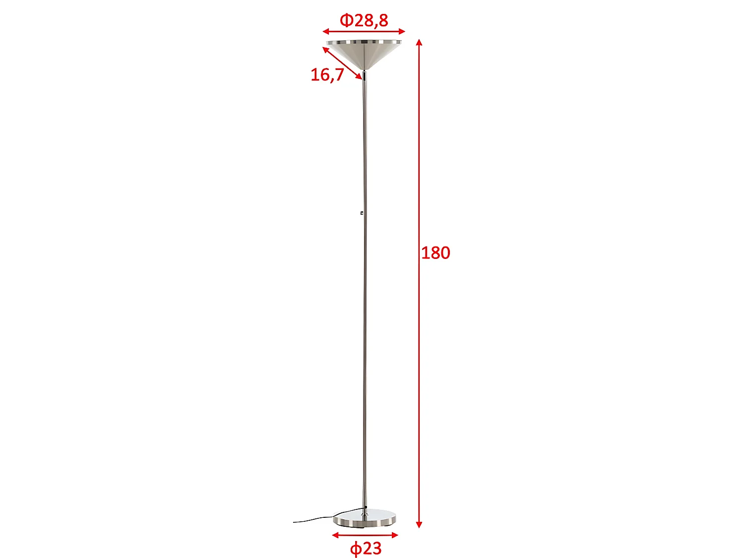 Lampadaire en Métal "Corong" 180cm Argent