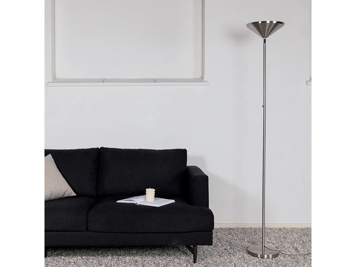 Lampadaire en Métal "Corong" 180cm Argent
