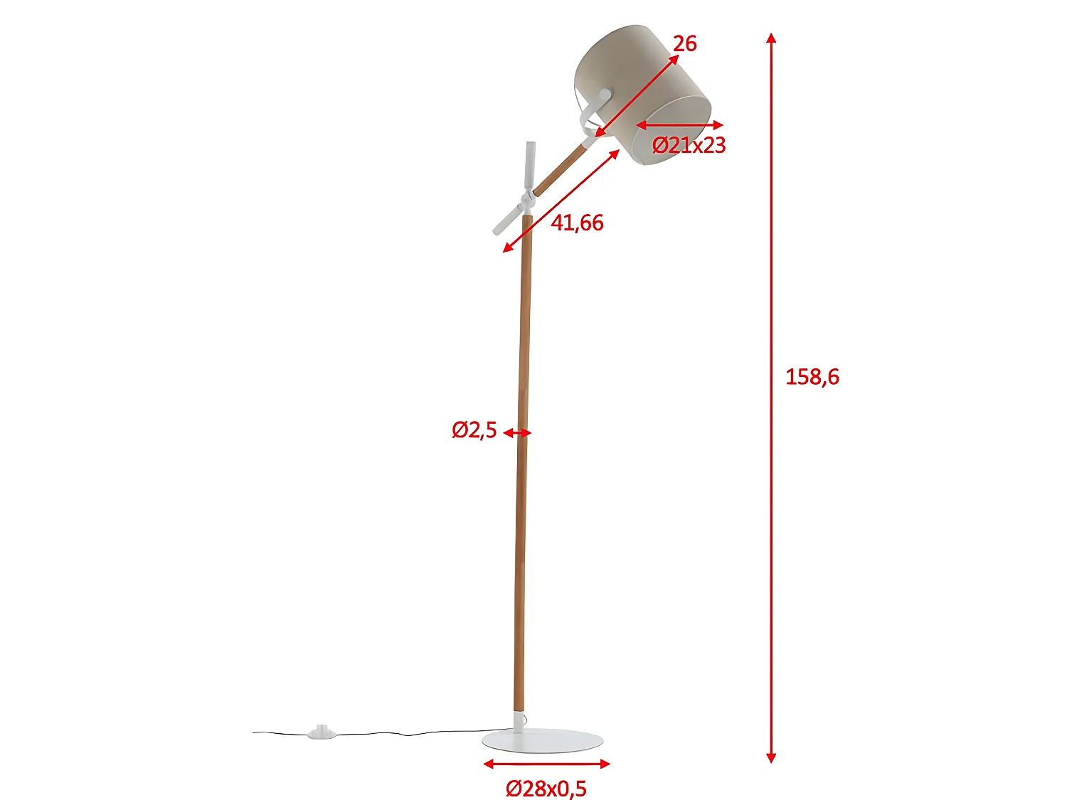 Lampadaire en acier et lin beige Dennis