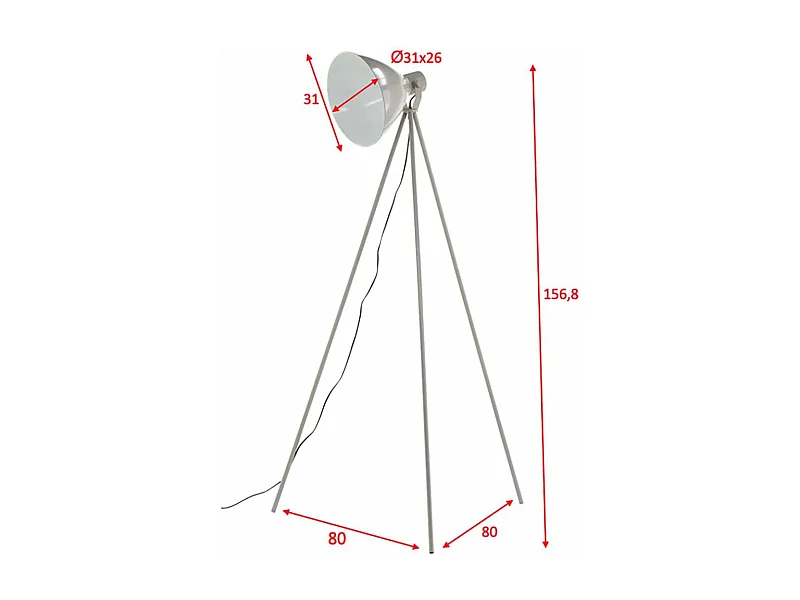Lampadaire Trépied "Tiv" 140cm Beige