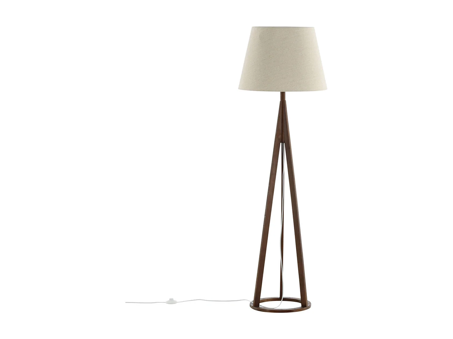 Stehlampe aus Gummibaumholz und Leinen Kona