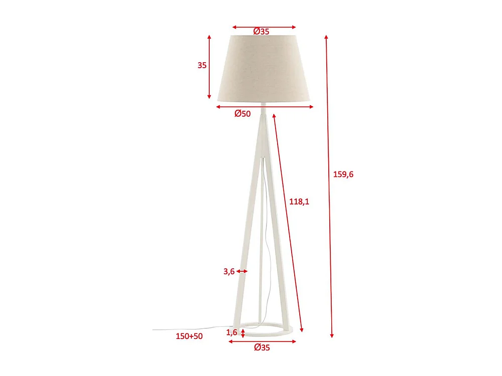 Lampadaire en Bois "Kona" 160cm Blanc