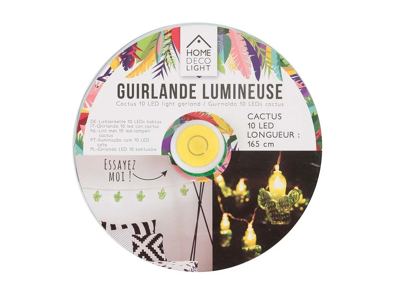 Guirlande lumineuse cactus 10 LED 165 cm (Lot de 2)