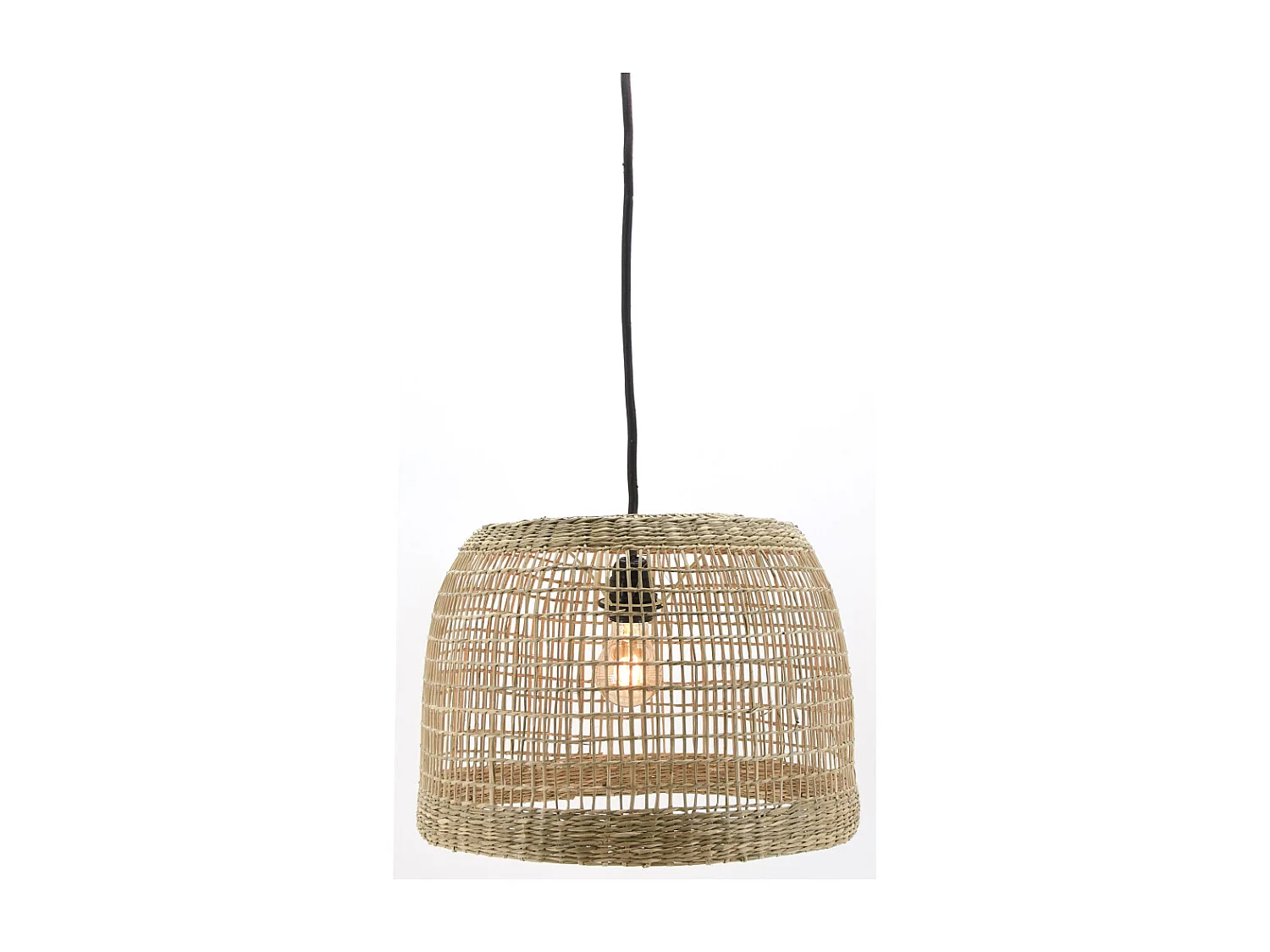 Abat-jour pour suspension rond en jonc naturel ajouré Diamètre 38cm