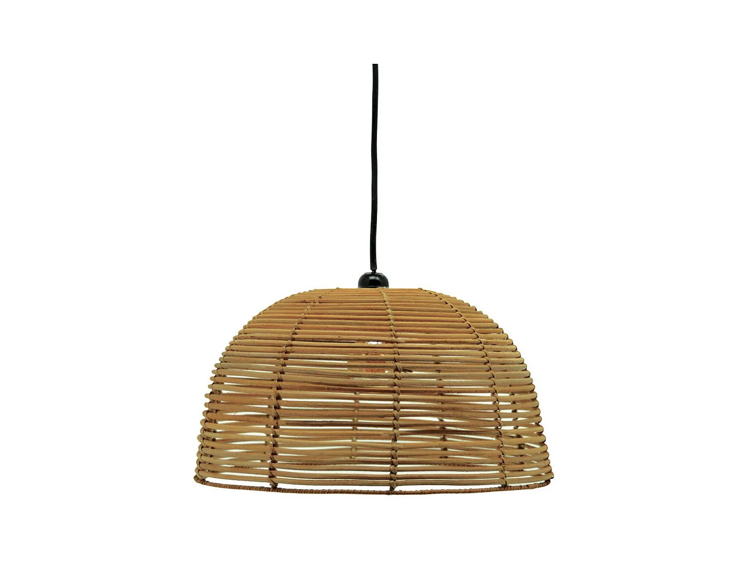 Abat-jour rond pour suspension en rotin naturel ajouré Hauteur 20cm