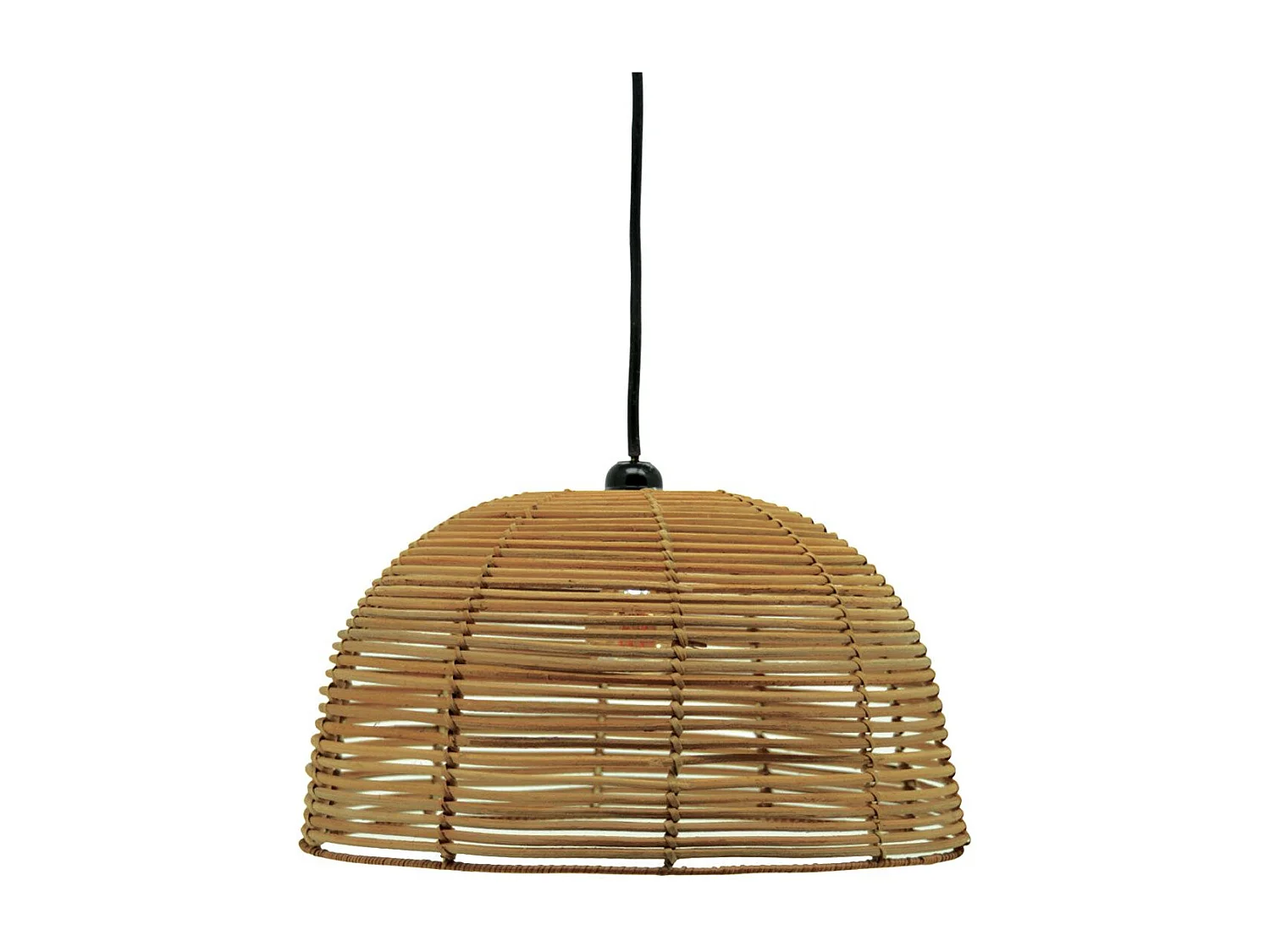 Abat-jour rond pour suspension en rotin naturel ajouré Hauteur 20cm