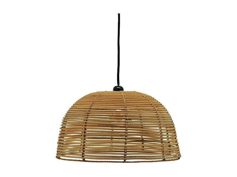 Abat-jour rond pour suspension en rotin naturel ajouré Hauteur 20cm