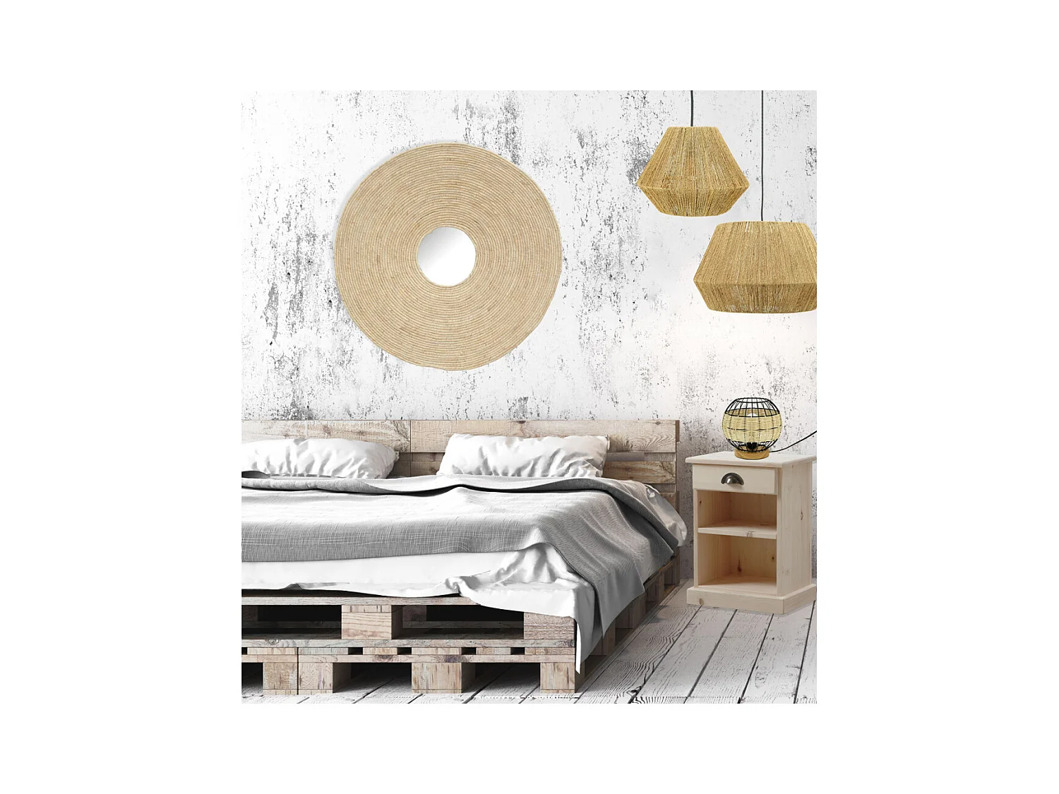 Abat-jour à suspendre en jute naturel Diamètre 50 cm