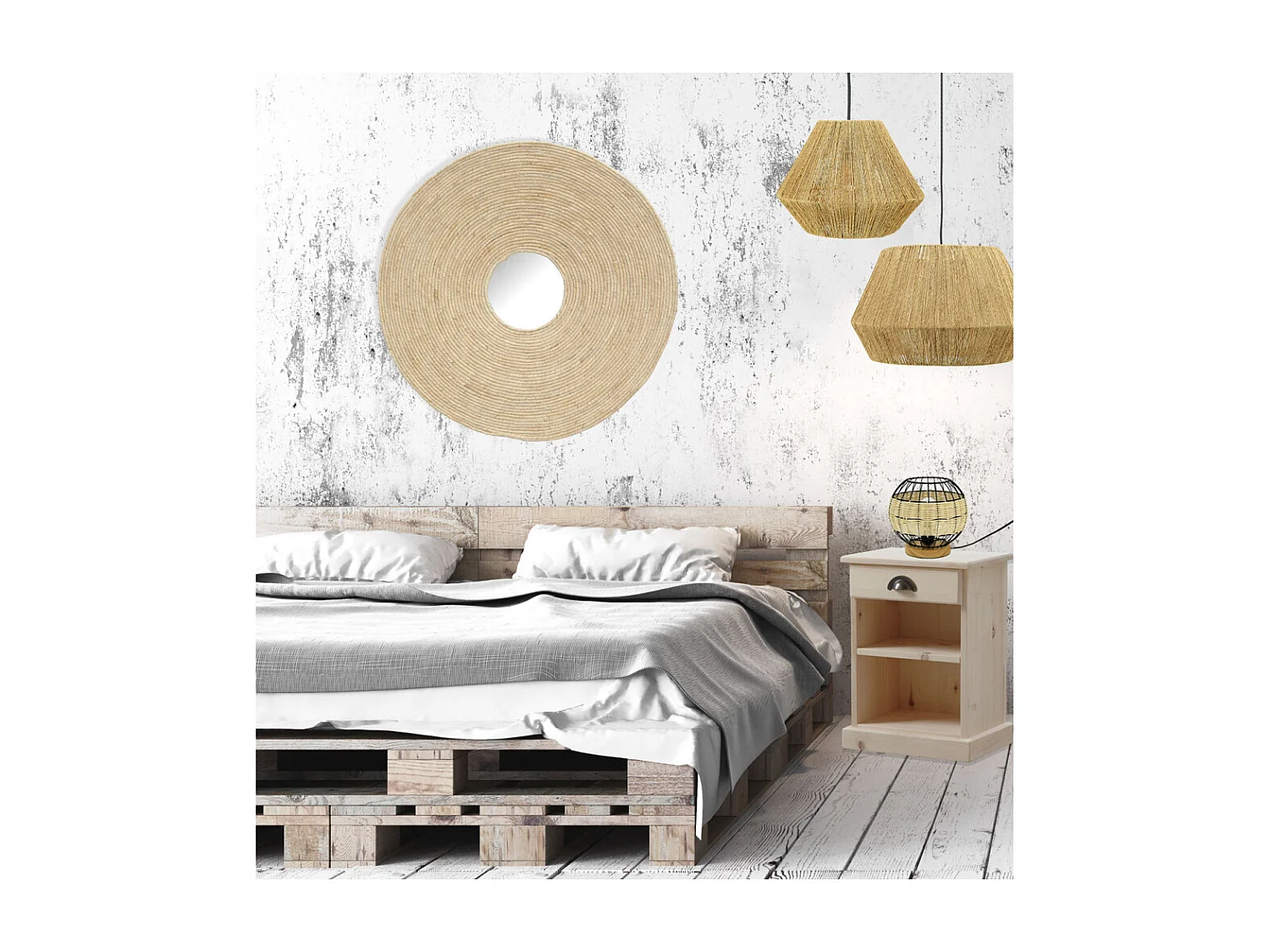 Abat-jour à suspendre en jute naturel Diamètre 50 cm