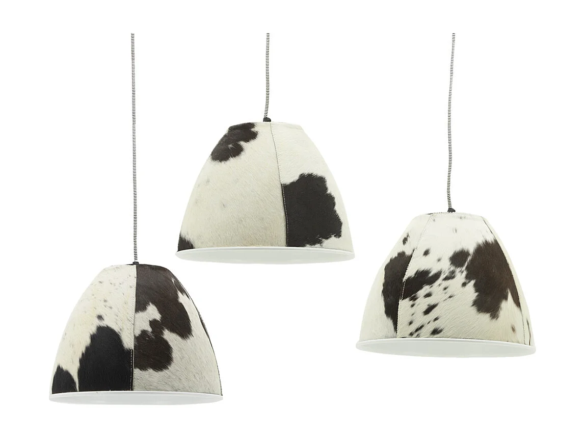 Lampe suspension en peau de vache et métal Diamètre 34cm