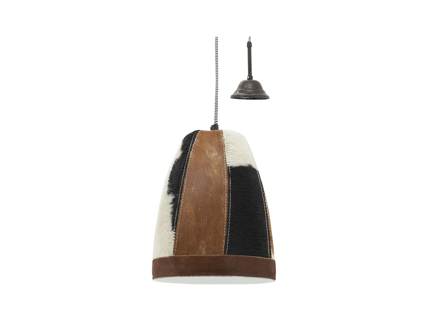 Lampe suspension en peau de vache et métal Diamètre 21cm