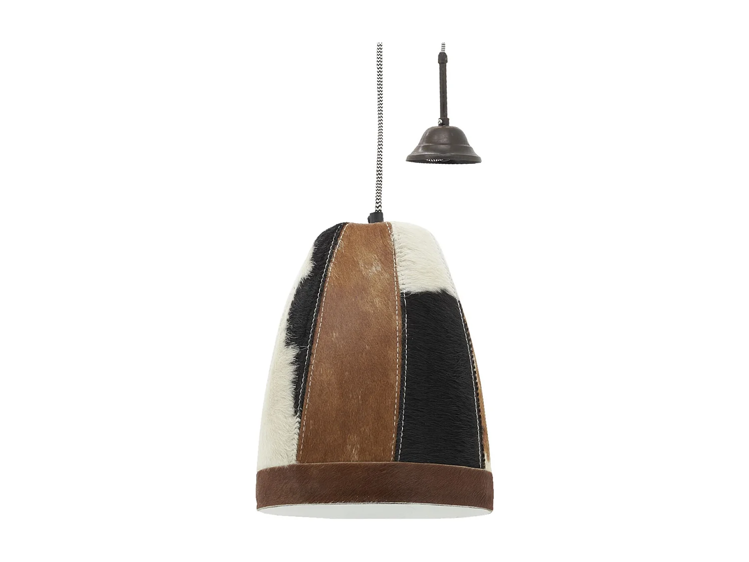 Lampe suspension en peau de vache et métal Diamètre 21cm