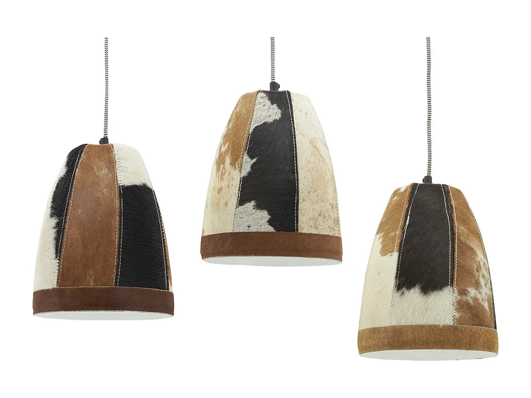 Lampe suspension en peau de vache et métal Diamètre 21cm