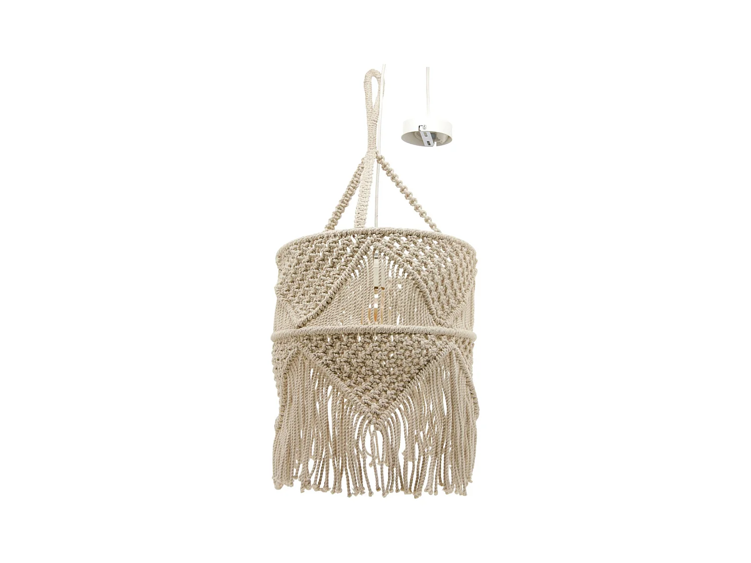 Suspension en macramé coton et métal