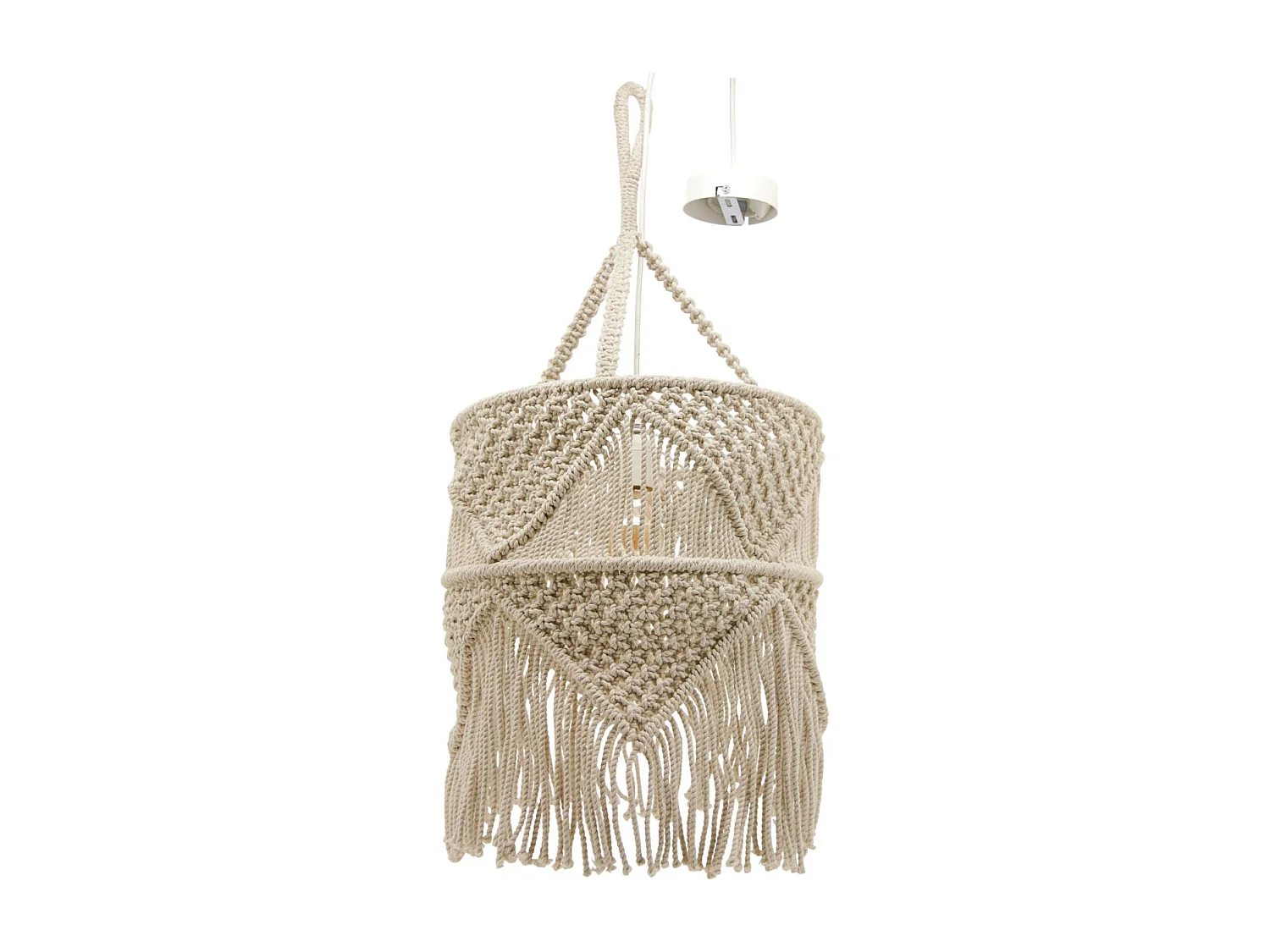 Suspension en macramé coton et métal