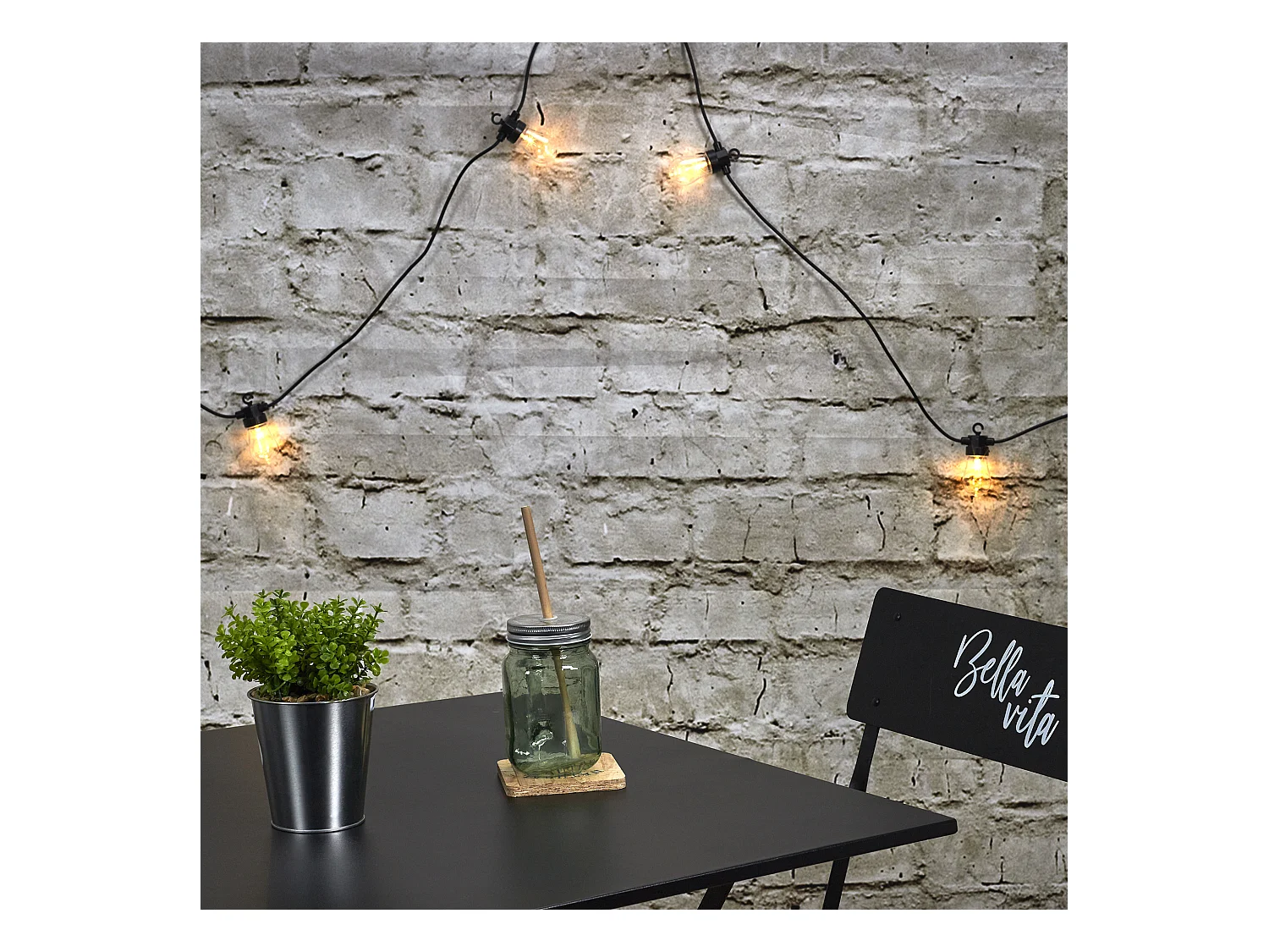 Guirlande Ampoule Transp Exterieur 4m50 Noir, Transparent