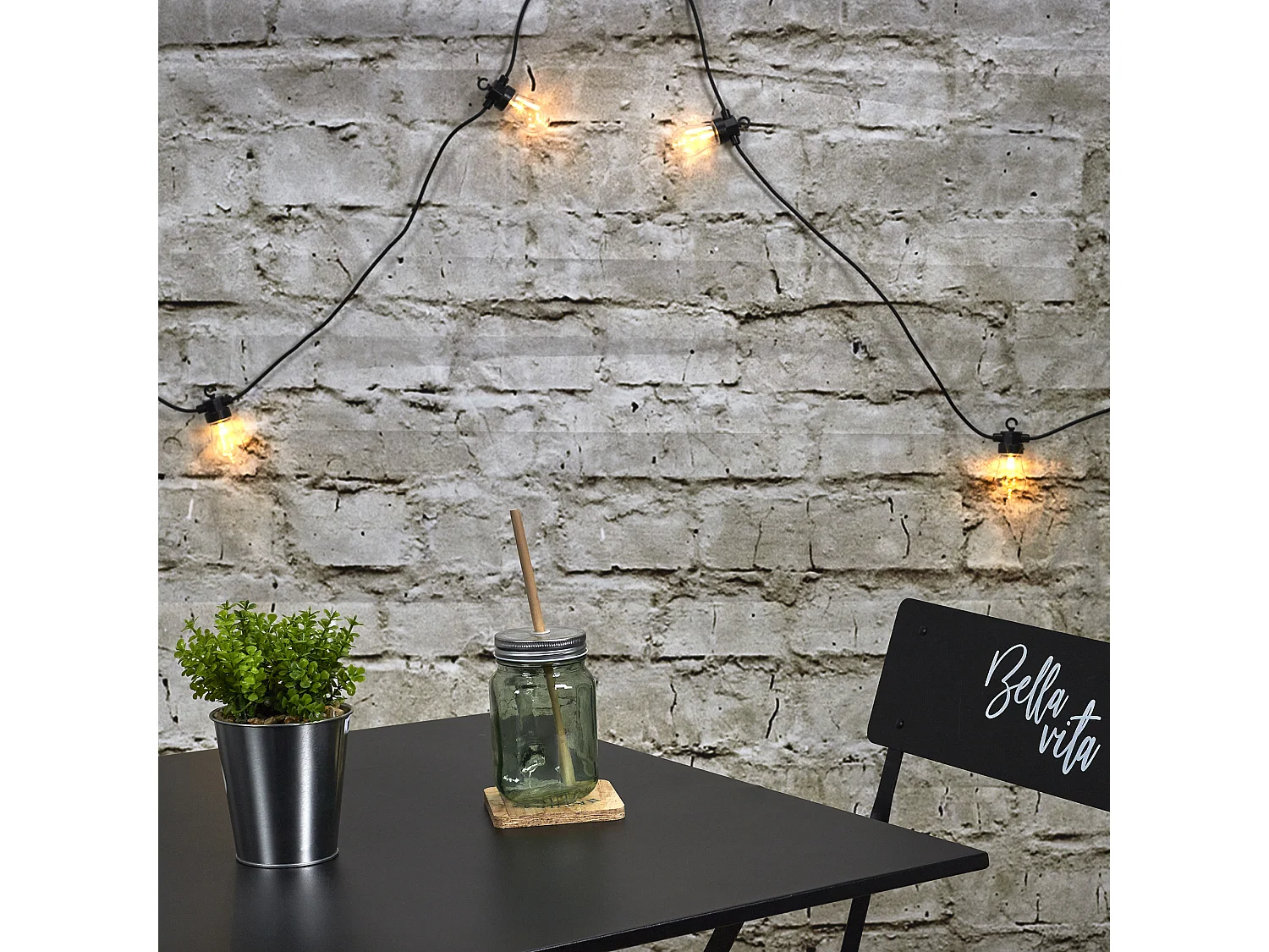 Guirlande Ampoule Transp Exterieur 4m50 Noir, Transparent