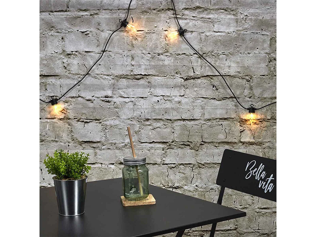 Guirlande Ampoule Transp Exterieur 4m50 Noir, Transparent