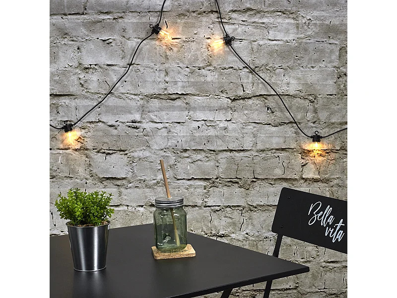 Guirlande Ampoule Transp Exterieur 4m50 Noir, Transparent