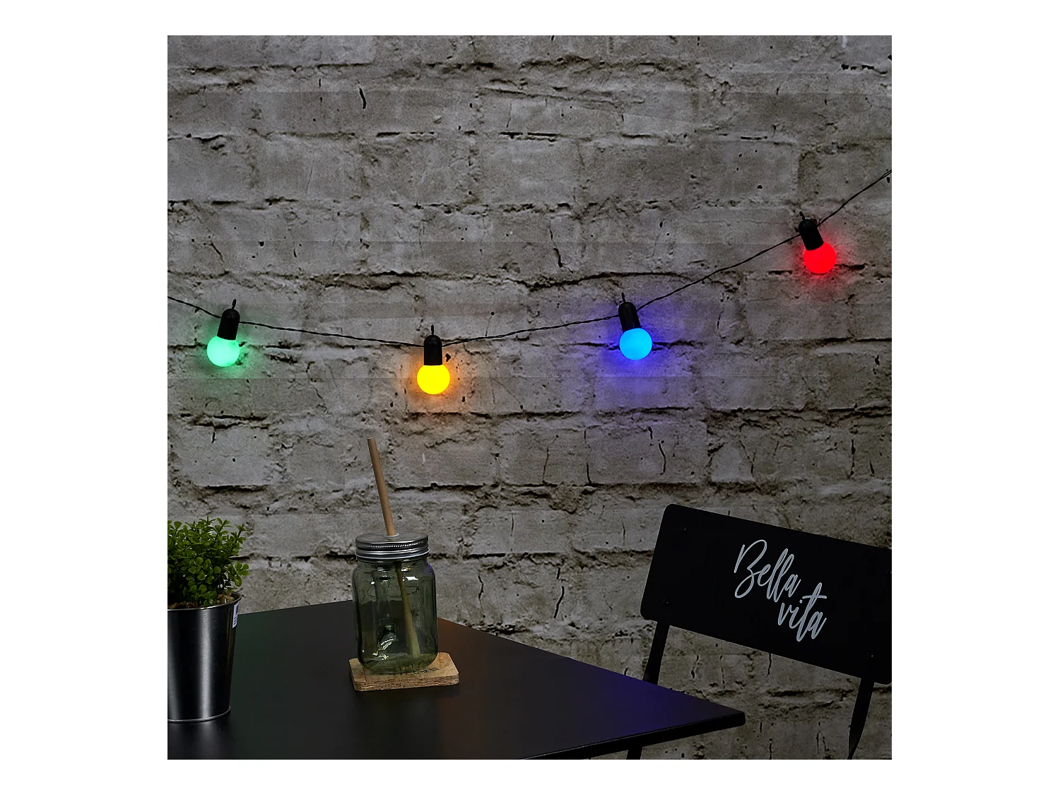Guirlande Ampoules Multicolores Exterieur 10 Led Rouge, Vert, Bleu