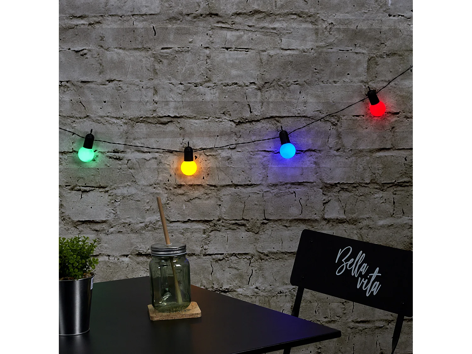 Guirlande Ampoules Multicolores Exterieur 10 Led Rouge, Vert, Bleu