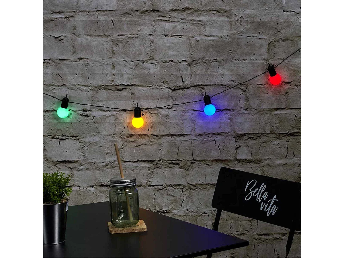 Guirlande Ampoules Multicolores Exterieur 10 Led Rouge, Vert, Bleu