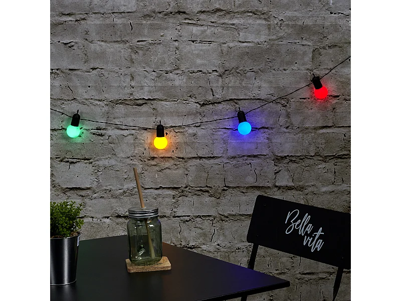 Guirlande Ampoules Multicolores Exterieur 10 Led Rouge, Vert, Bleu