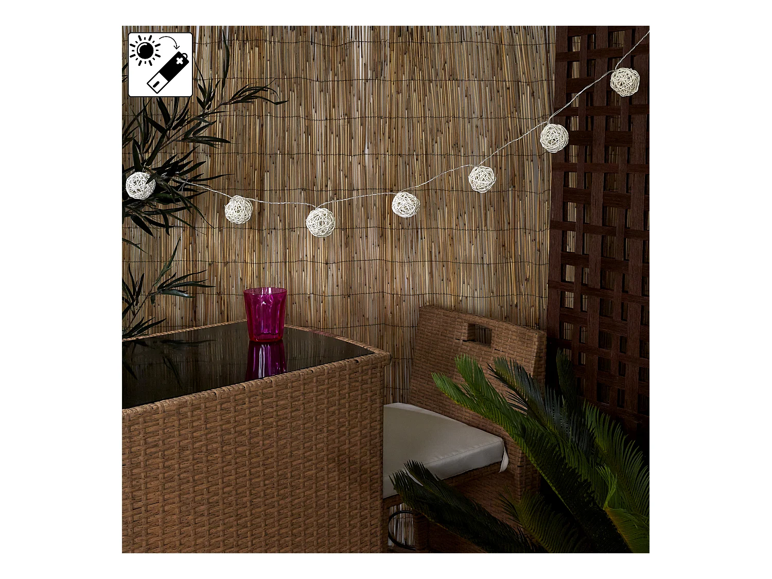 Guirlande Solaire 165cm Beige