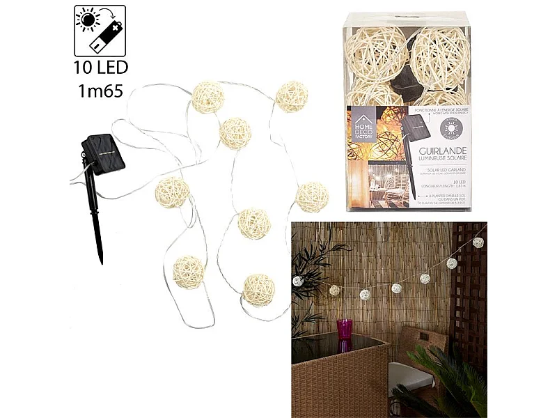 Guirlande Solaire 165cm Beige