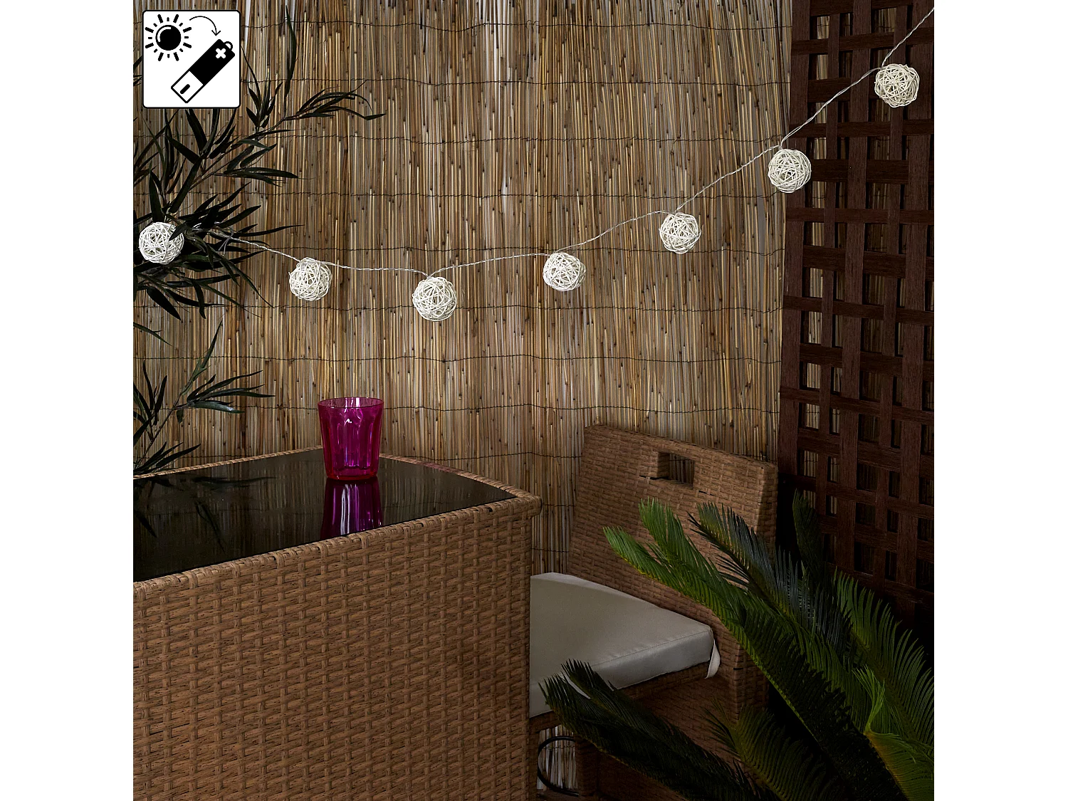 Guirlande Solaire 165cm Beige