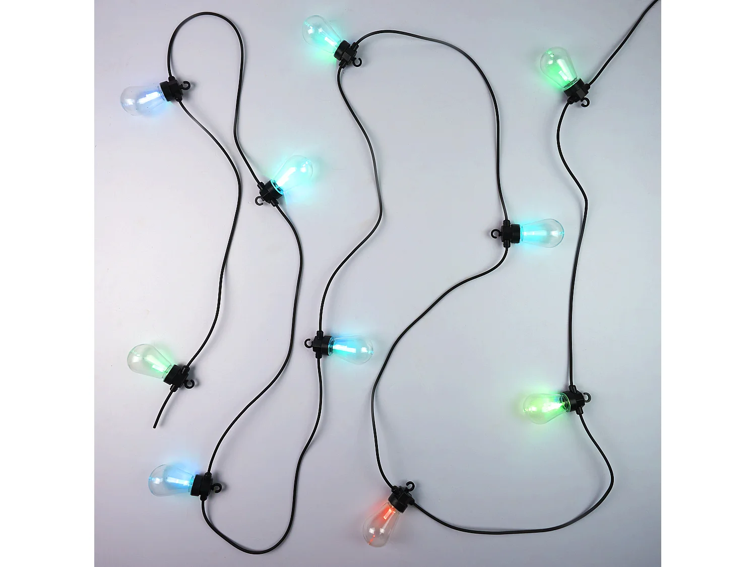 Guirlande Ampoule Transp Rgb Exterieur 4m50 Transparent, Noir