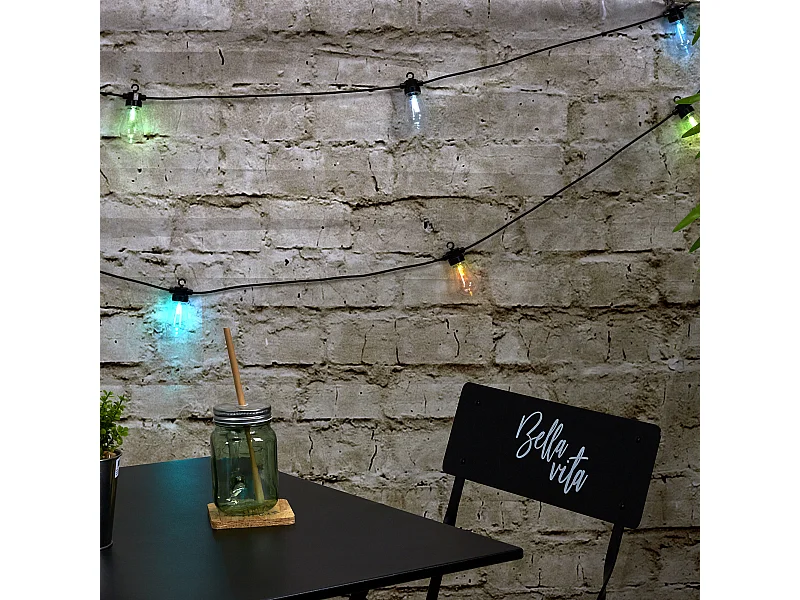 Guirlande Ampoule Transp Rgb Exterieur 4m50 Transparent, Noir