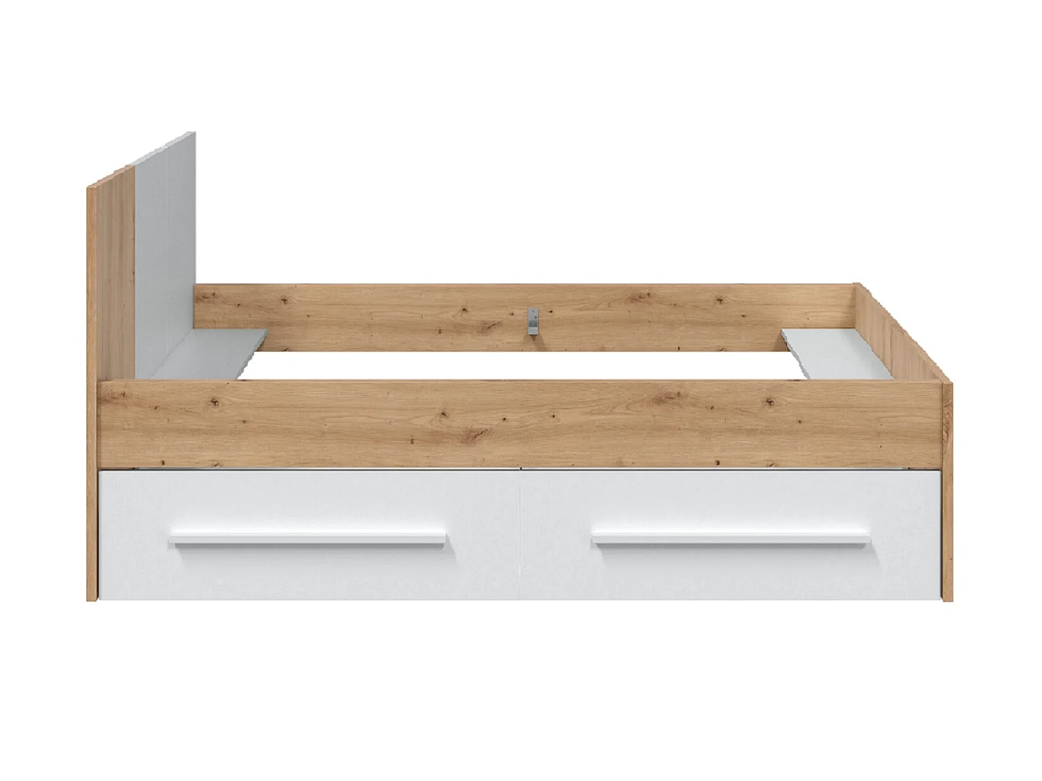 Ensemble de lit avec tête de lit et deux tiroirs en mélamine coloris blanc - Longueur 196 x Profondeur 97 x Hauteur 77 cm