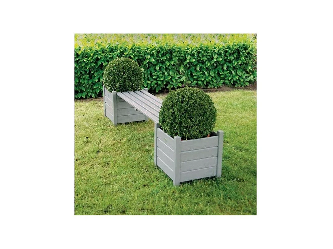 Bacs à fleurs avec banc intégré en pin