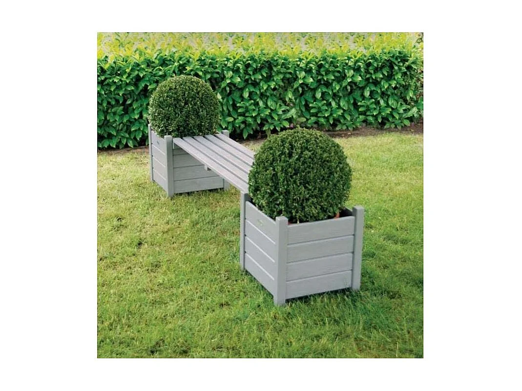 Blumenkübel mit integrierter Bank aus Kiefernholz