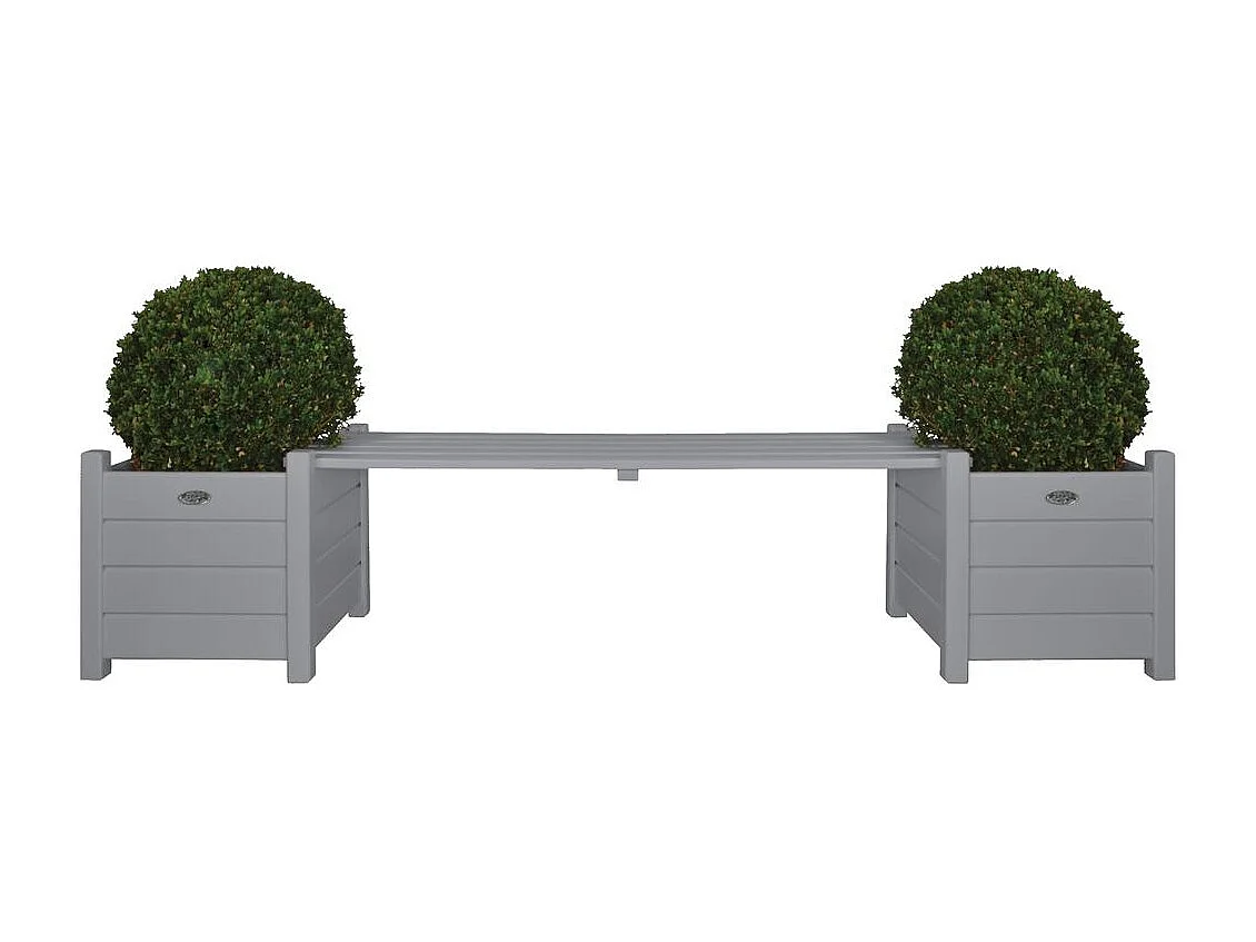 Blumenkübel mit integrierter Bank aus Kiefernholz