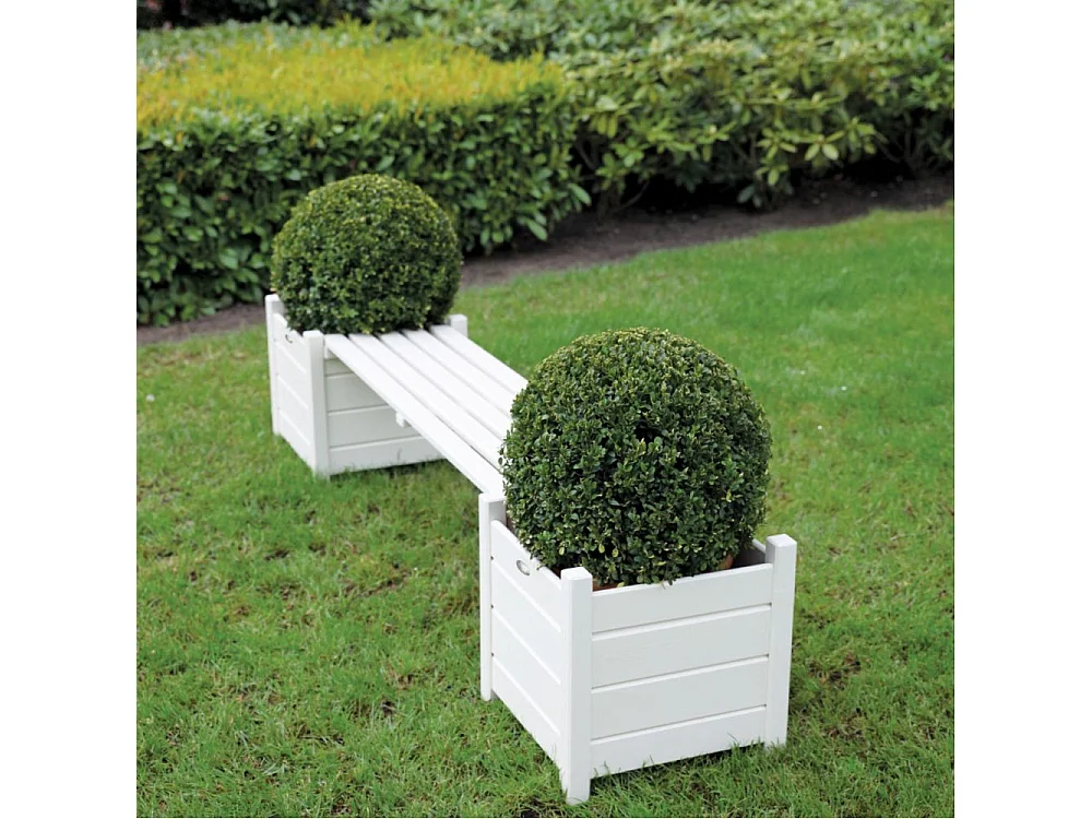 Blumenkübel mit integrierter Bank aus Kiefernholz