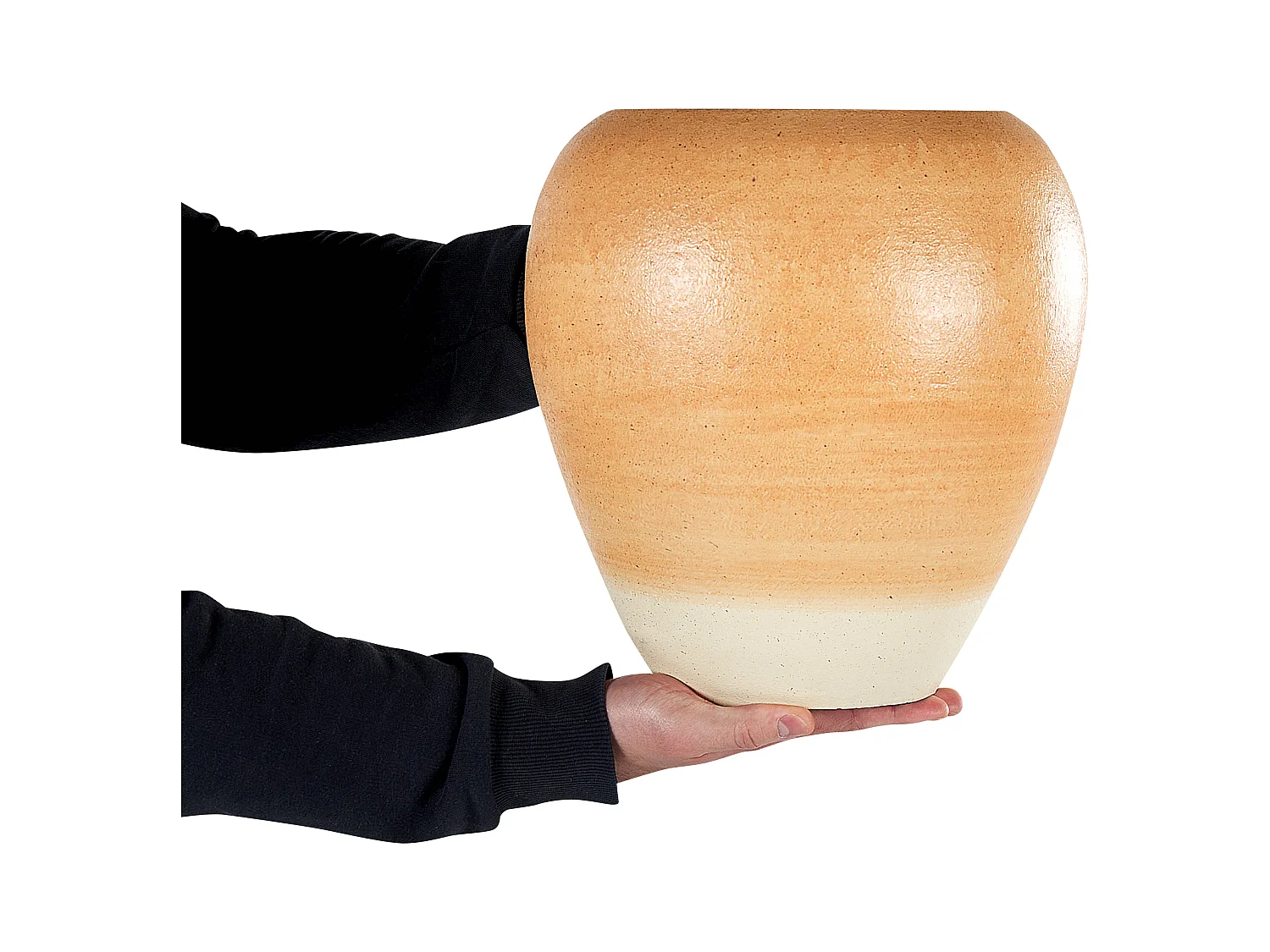 Wazon dekoracyjny SKIONE Ceramika 34 cm Jasnobrązowy