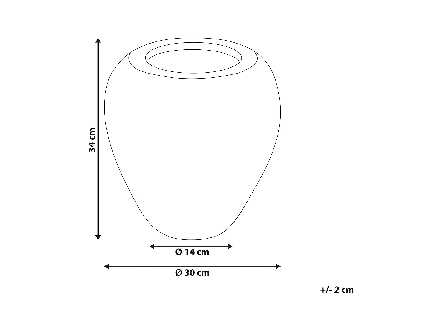 Wazon dekoracyjny SKIONE Ceramika 34 cm Jasnobrązowy