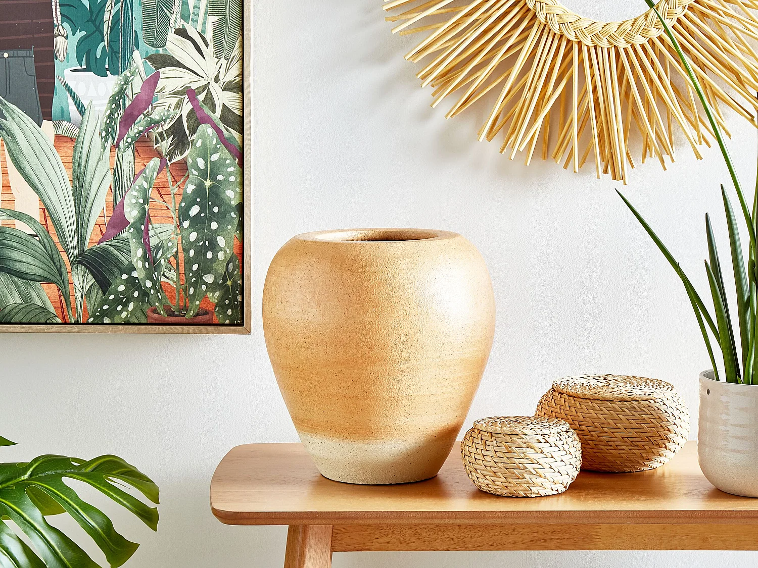 Vase décoratif SKIONE Céramique 34 cm Marron clair